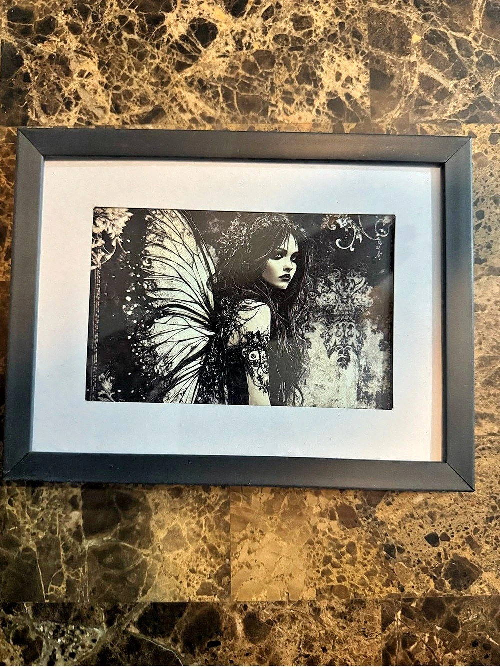 Fairy Black & White Framed Art Print